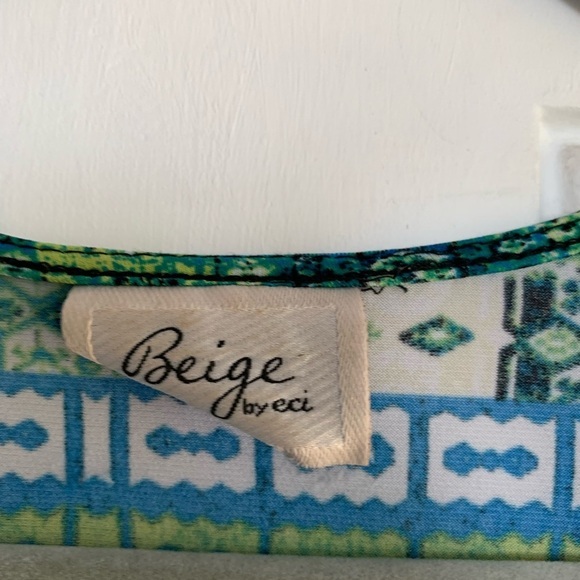 Beige By ECI brand Dress - Size 10 3/4 sleeve & A-line Aztec‎ Blue Green - Picture 4 of 6